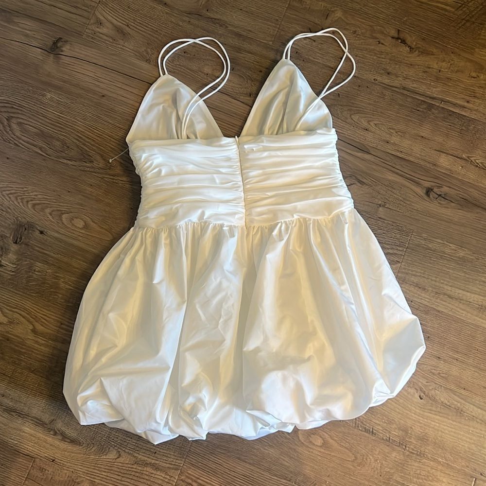 STAUD Loren Ruched Taffeta Mini Dress - White - Picture 7 of 7